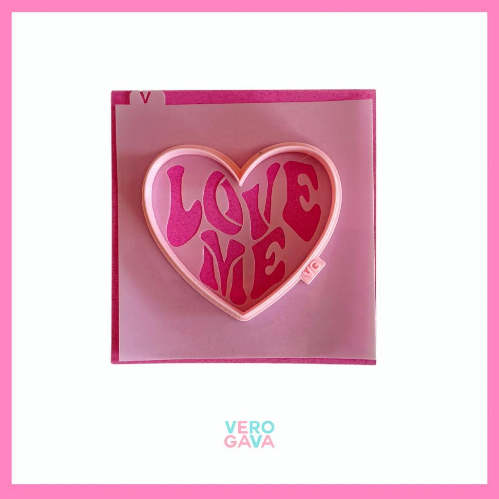 Cortador con stencil para galleta corazón 10cm 14x14