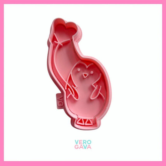 Cortador de galleta pingüino con globo 10cm