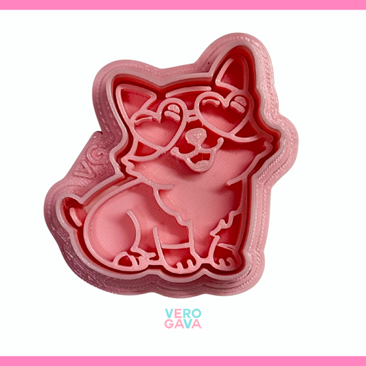 Cortador de galleta perro corgi con lentes 5 ú 10cm