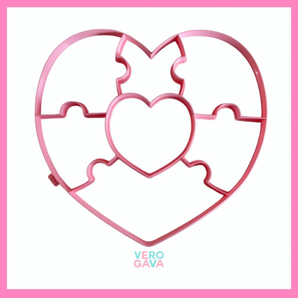 Cortador de galleta corazon rompezabezas 12 ú 25cm