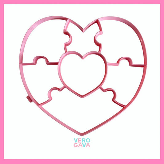 Cortador de galleta corazon rompezabezas 12 ú 25cm