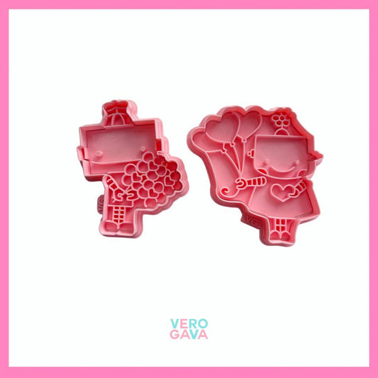 Cortador de galleta juego robots enamorados 2pzas 5 ú 10cm