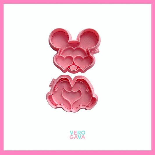 Cortador de galleta mickey mouse con corazon 2pzas 10cm