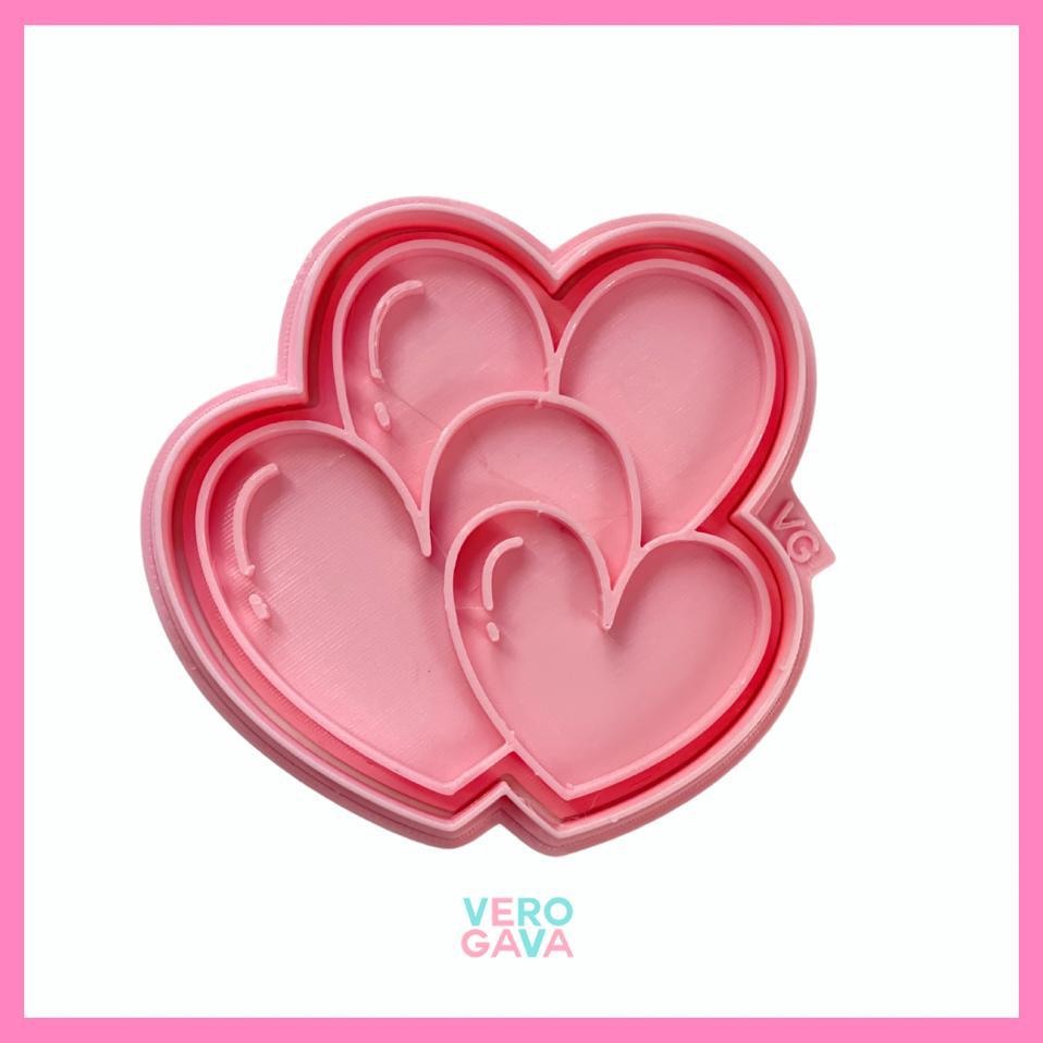 Cortador de galleta cuatro Corazones juntos 5cm